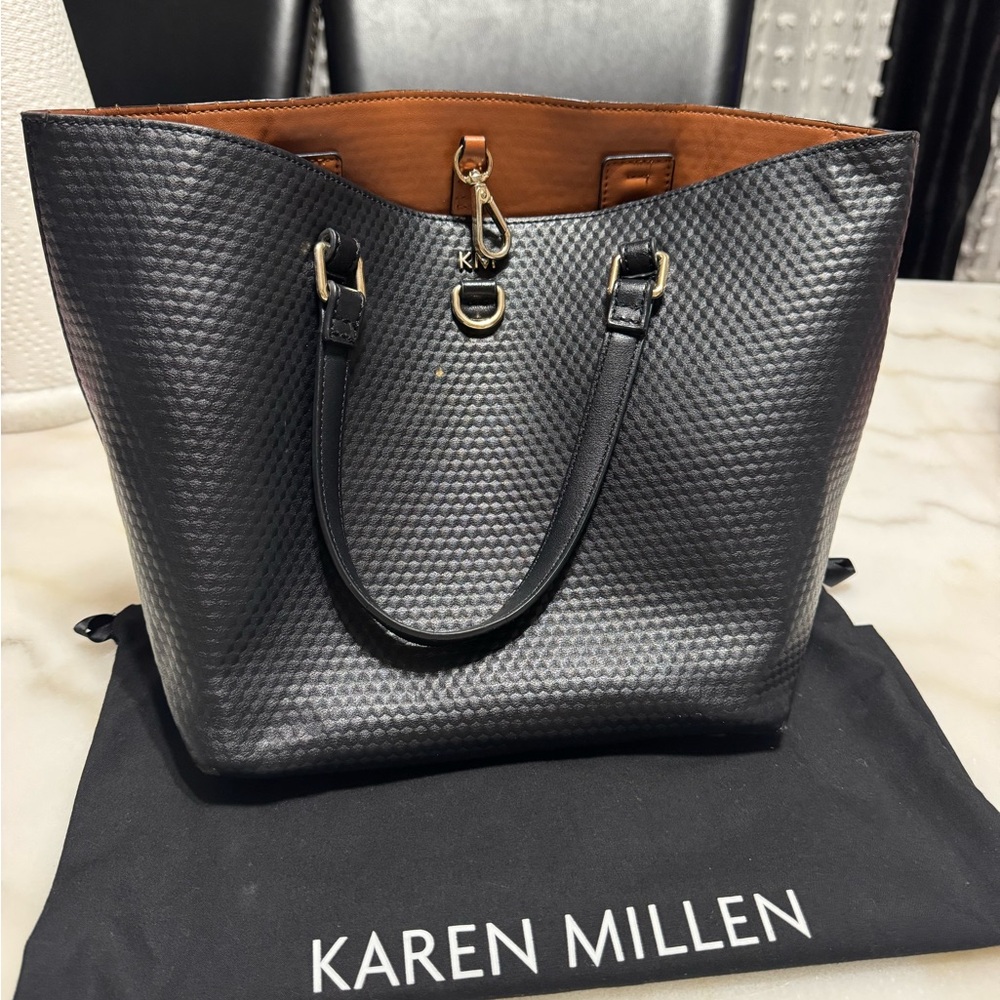 Karen Millen Black and Brown leather medium Tote